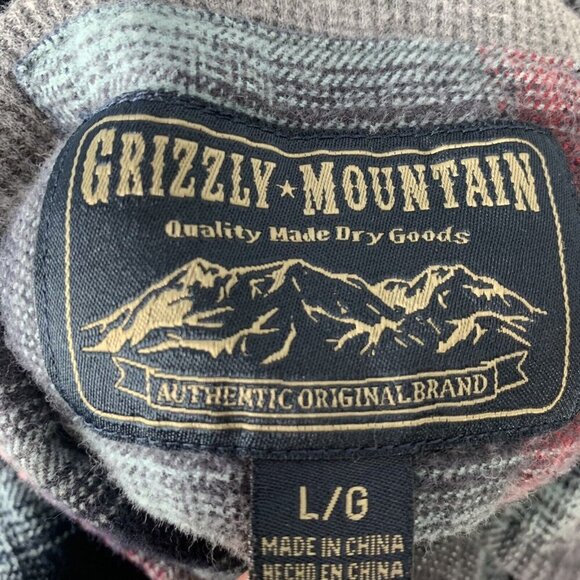 Grizzly Mountain Plaid Shirt Size Large Button Front Lined Red Blue - Picture 3 of 4